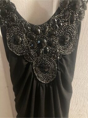 Garcia Black Beaded V-Neck Prom Dress